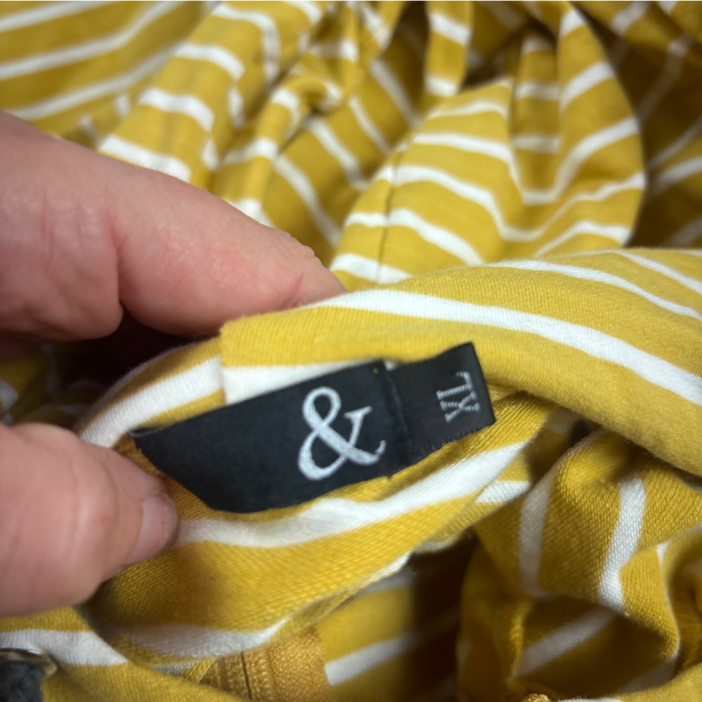 AMPERSAND AVE Women’s Yellow stripe 1/4 Zip Hooded Sweatshirt size: XL - Picture 5 of 7